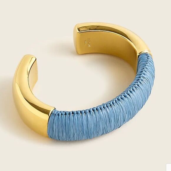 NWT J Crew! Cotton raffia-wrapped cuff bracelet. Size Small/Medium - Picture 1 of 3